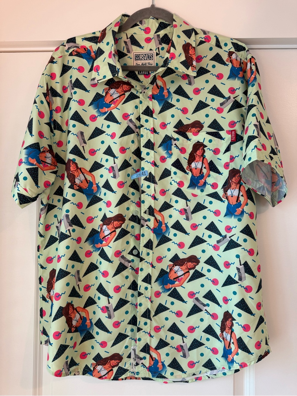 RSVLTS Saved by the Bell Kelly Kapowski Green Short Sleeve Buttoned Shirt Large